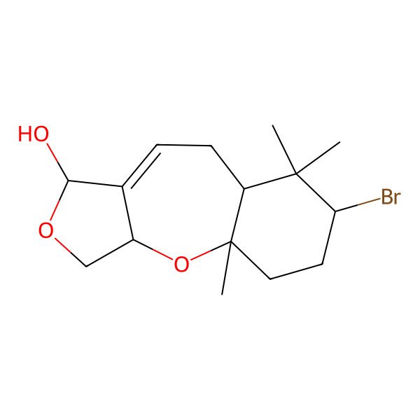 2D Structure of (3S,7S,9aS)-7-bromo-6,6,9a-trimethyl-1,3,5,5a,7,8,9,10a-octahydrofuro[3,4-b][1]benzoxepin-3-ol