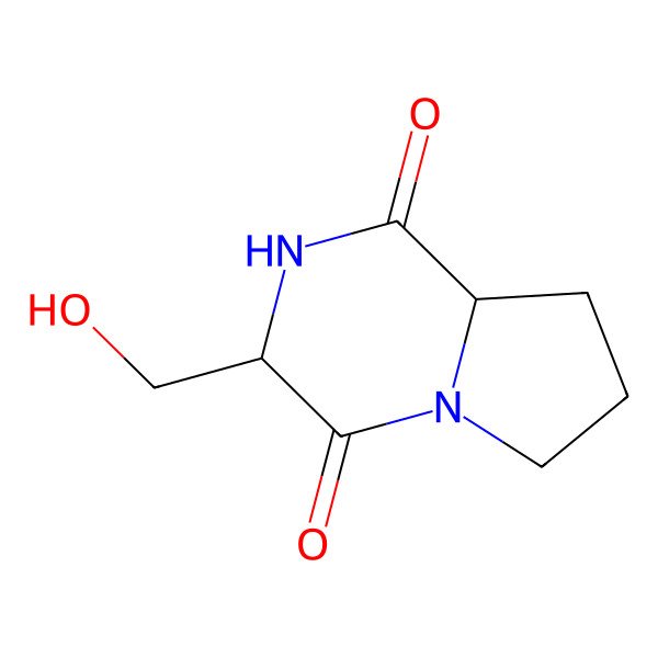 2D Structure of (3S,8aS)-3-(hydroxymethyl)-octahydropyrrolo[1,2-a]piperazine-1,4-dione