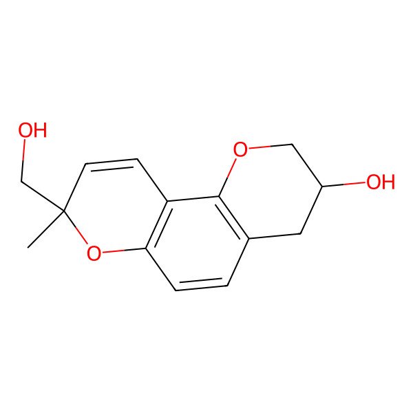 2D Structure of (3S,8S)-8-(hydroxymethyl)-8-methyl-3,4-dihydro-2H-pyrano[2,3-f]chromen-3-ol