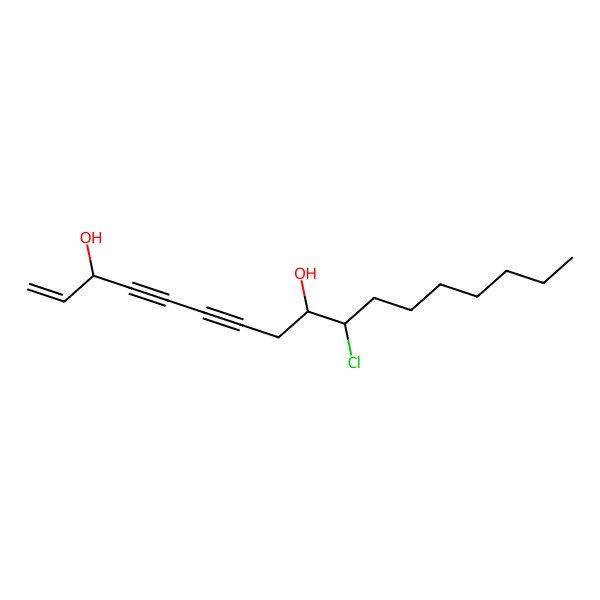2D Structure of (3S,9R,10S)-10-chloroheptadec-1-en-4,6-diyne-3,9-diol 2D Structure of (3S,9R,10S)-10-chloroheptadec-1-en-4,6-diyne-3,9-diol