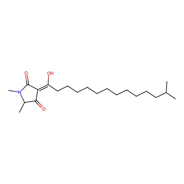 2D Structure of (3Z)-3-(1-hydroxy-13-methyltetradecylidene)-1,5-dimethylpyrrolidine-2,4-dione