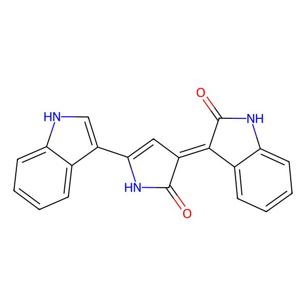 2D Structure of (3Z)-3-[5-(1H-indol-3-yl)-2-oxo-1H-pyrrol-3-ylidene]-1H-indol-2-one