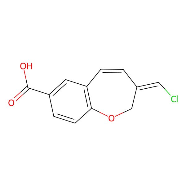 2D Structure of (3Z)-3-(chloromethylidene)-1-benzoxepine-7-carboxylic acid