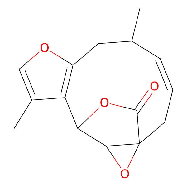 2D Structure of (3Z)-5,10-dimethyl-8,14,16-trioxatetracyclo[10.2.2.01,13.07,11]hexadeca-3,7(11),9-trien-15-one