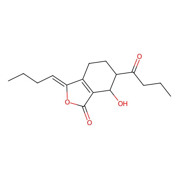 2D Structure of (3Z)-6-butanoyl-3-butylidene-7-hydroxy-4,5,6,7-tetrahydro-2-benzofuran-1-one 2D Structure of (3Z)-6-butanoyl-3-butylidene-7-hydroxy-4,5,6,7-tetrahydro-2-benzofuran-1-one