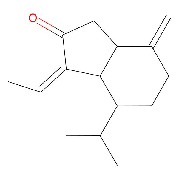 2D Structure of (3Z,3aS,4S,7aR)-3-ethylidene-7-methylidene-4-propan-2-yl-1,3a,4,5,6,7a-hexahydroinden-2-one
