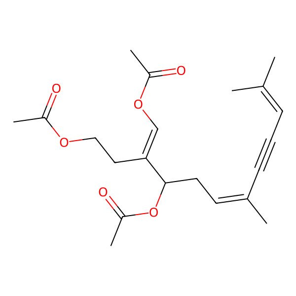 2D Structure of [(3Z,4S,6E)-4-acetyloxy-3-(acetyloxymethylidene)-7,11-dimethyldodeca-6,10-dien-8-ynyl] acetate