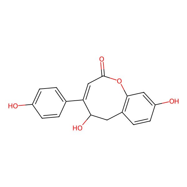 2D Structure of (3Z,5S)-5,9-dihydroxy-4-(4-hydroxyphenyl)-5,6-dihydro-1-benzoxocin-2-one