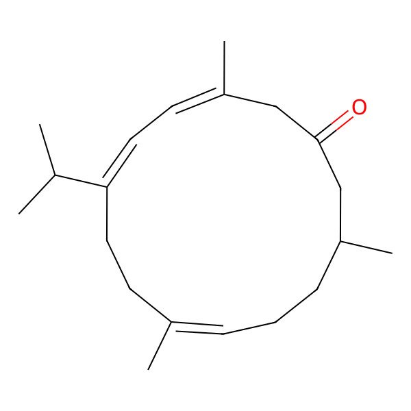 2D Structure of (3Z,5Z,9E,13R)-3,9,13-trimethyl-6-propan-2-ylcyclotetradeca-3,5,9-trien-1-one