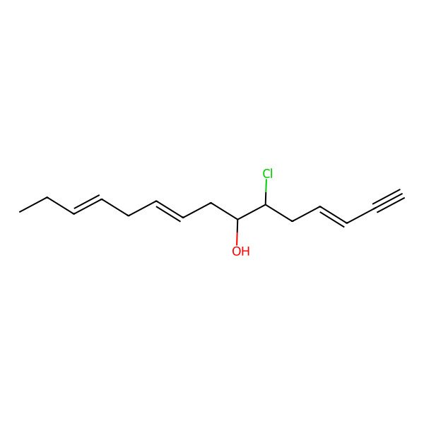 2D Structure of (3Z,6R,7R,9Z,12Z)-6-chloropentadeca-3,9,12-trien-1-yn-7-ol