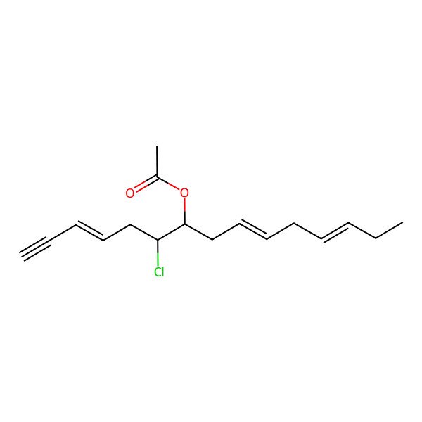 2D Structure of [(3Z,6R,7S,9Z,12E)-6-chloropentadeca-3,9,12-trien-1-yn-7-yl] acetate