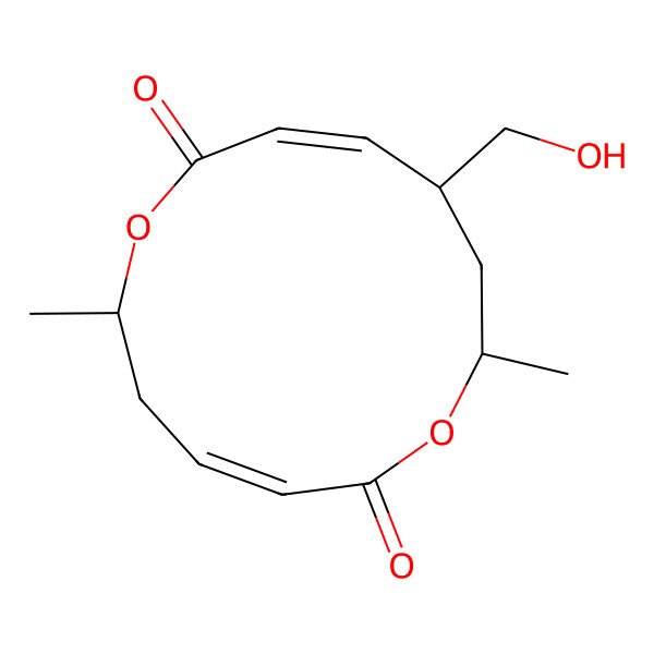 2D Structure of (3Z,6R,9Z,11R,13R)-11-(hydroxymethyl)-6,13-dimethyl-1,7-dioxacyclotrideca-3,9-diene-2,8-dione