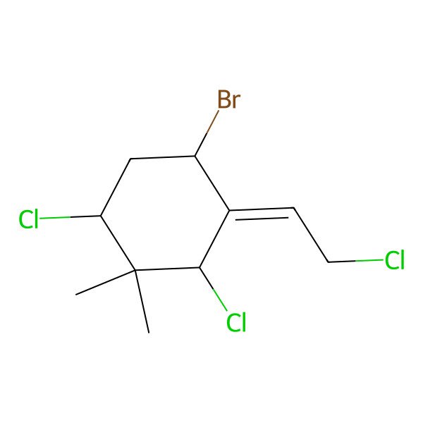 2D Structure of (3Z,6S)-4-bromo-2,6-dichloro-3-(2-chloroethylidene)-1,1-dimethylcyclohexane