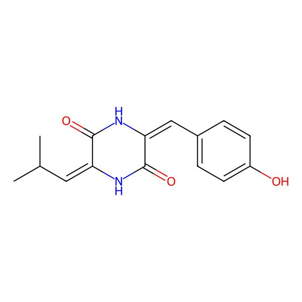 2D Structure of (3Z,6Z)-3-(4-hydroxybenzylidene)-6-isobutylidenepiperazine-2,5-dione