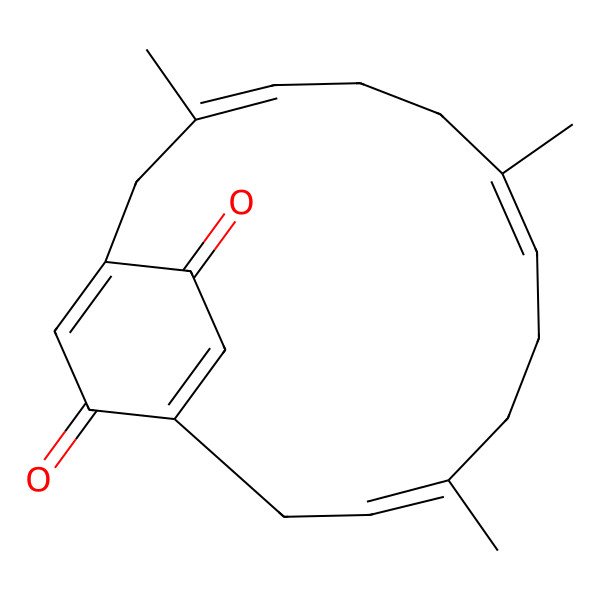 2D Structure of (3Z,7E,11E)-3,7,11-trimethylbicyclo[12.2.2]octadeca-1(16),3,7,11,14(18)-pentaene-15,17-dione