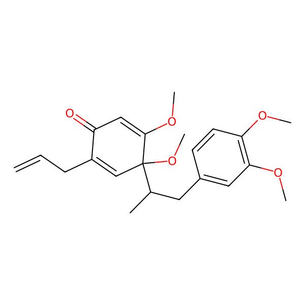 2D Structure of 4-[1-(3,4-Dimethoxyphenyl)propan-2-yl]-4,5-dimethoxy-2-prop-2-enylcyclohexa-2,5-dien-1-one