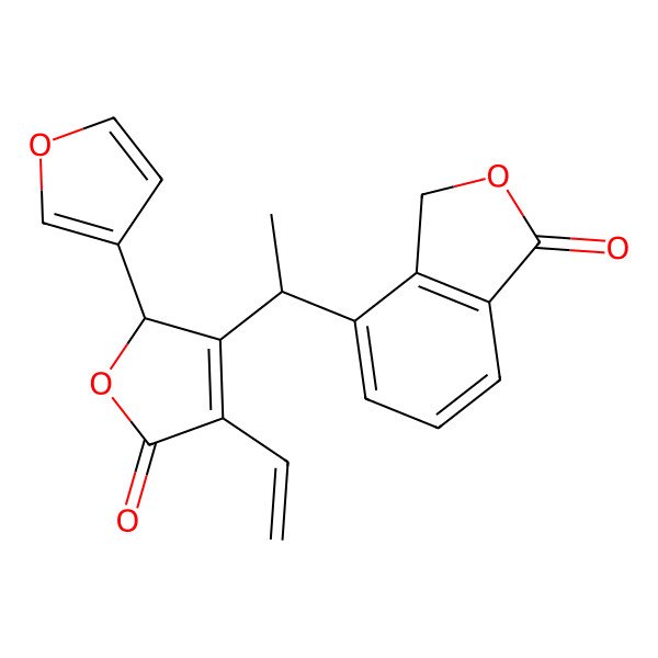 2D Structure of 4-[1-[4-ethenyl-2-(furan-3-yl)-5-oxo-2H-furan-3-yl]ethyl]-3H-2-benzofuran-1-one