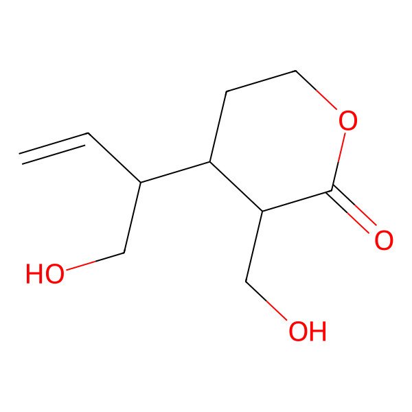 2D Structure of 4-(1-Hydroxybut-3-en-2-yl)-3-(hydroxymethyl)oxan-2-one 2D Structure of 4-(1-Hydroxybut-3-en-2-yl)-3-(hydroxymethyl)oxan-2-one