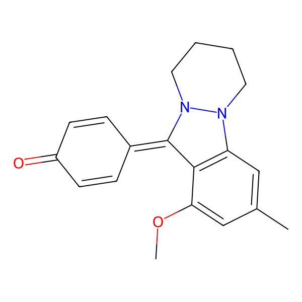 2D Structure of 4-(1-Methoxy-3-methyl-6,7,8,9-tetrahydropyridazino[1,2-a]indazol-11-ylidene)cyclohexa-2,5-dien-1-one