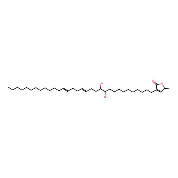 2D Structure of 4-(11,12-dihydroxydotriaconta-15,19-dienyl)-2-methyl-2H-furan-5-one