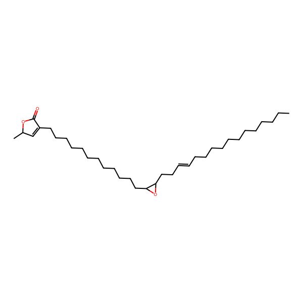 2D Structure of 4-[12-(3-hexadec-3-enyloxiran-2-yl)dodecyl]-2-methyl-2H-furan-5-one