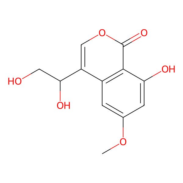 2D Structure of 4-(1,2-Dihydroxyethyl)-8-hydroxy-6-methoxyisochromen-1-one