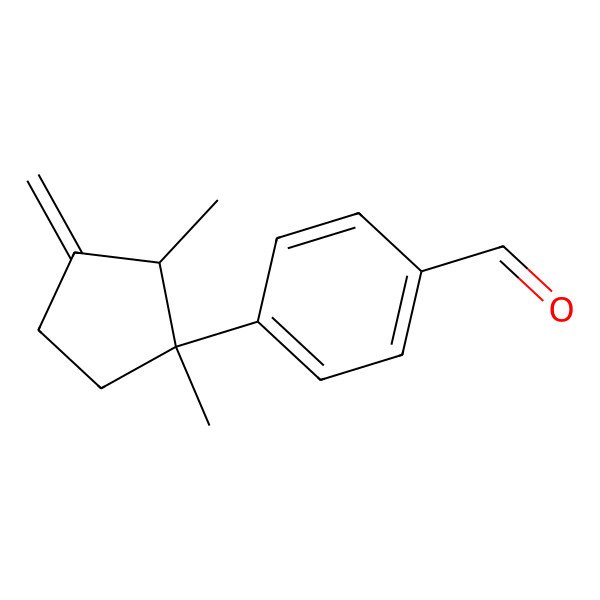 2D Structure of 4-(1,2-Dimethyl-3-methylidenecyclopentyl)benzaldehyde