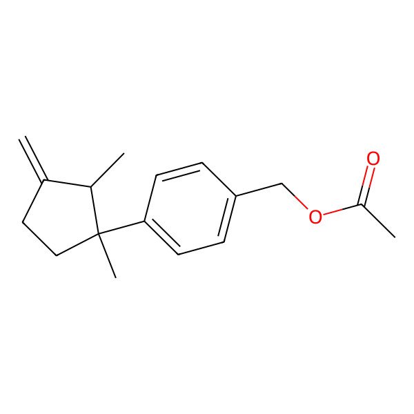 2D Structure of [4-(1,2-Dimethyl-3-methylidenecyclopentyl)phenyl]methyl acetate