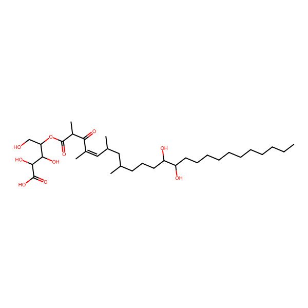 2D Structure of 4-(12,13-Dihydroxy-2,4,6,8-tetramethyl-3-oxotetracos-4-enoyl)oxy-2,3,5-trihydroxypentanoic acid