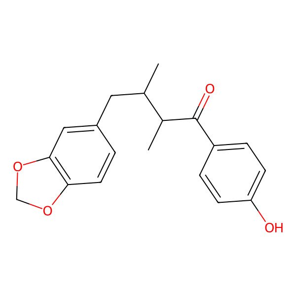 2D Structure of 4-(1,3-Benzodioxol-5-yl)-1-(4-hydroxyphenyl)-2,3-dimethylbutan-1-one