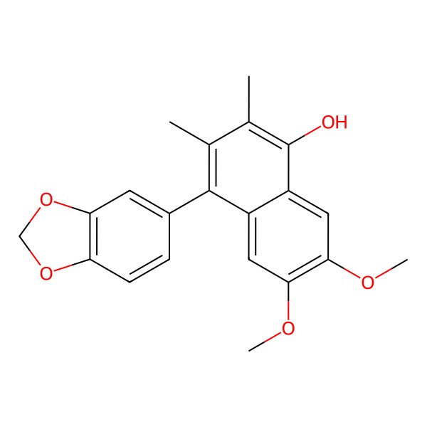 2D Structure of 4-(1,3-Benzodioxol-5-yl)-6,7-dimethoxy-2,3-dimethylnaphthalen-1-ol