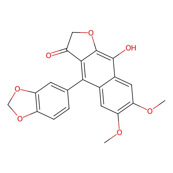 2D Structure of 4-(1,3-Benzodioxol-5-yl)-9-hydroxy-6,7-dimethoxybenzo[f][1]benzofuran-3-one