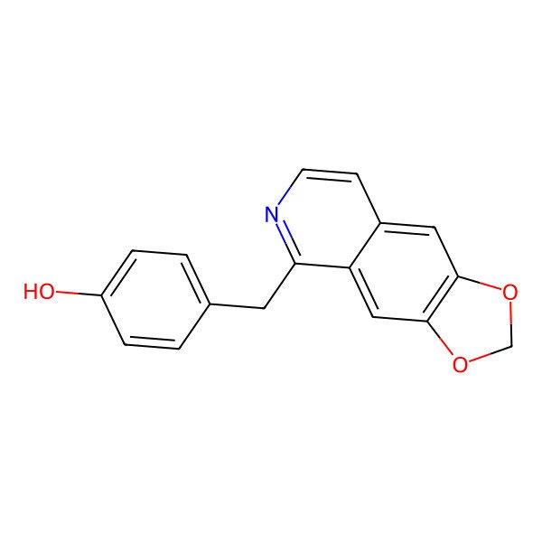 2D Structure of 4-([1,3]Dioxolo[4,5-g]isoquinolin-5-ylmethyl)phenol