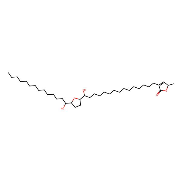 2D Structure of 4-[15-hydroxy-15-[5-(1-hydroxytetradecyl)oxolan-2-yl]pentadecyl]-2-methyl-2H-furan-5-one