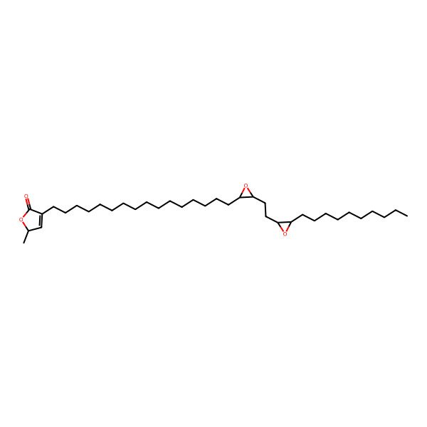 2D Structure of 4-[16-[3-[2-(3-decyloxiran-2-yl)ethyl]oxiran-2-yl]hexadecyl]-2-methyl-2H-furan-5-one
