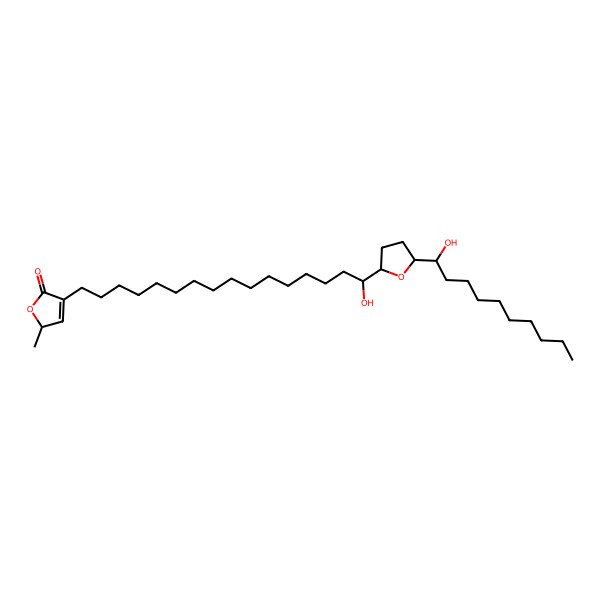 2D Structure of 4-[16-hydroxy-16-[5-(1-hydroxydecyl)oxolan-2-yl]hexadecyl]-2-methyl-2H-furan-5-one