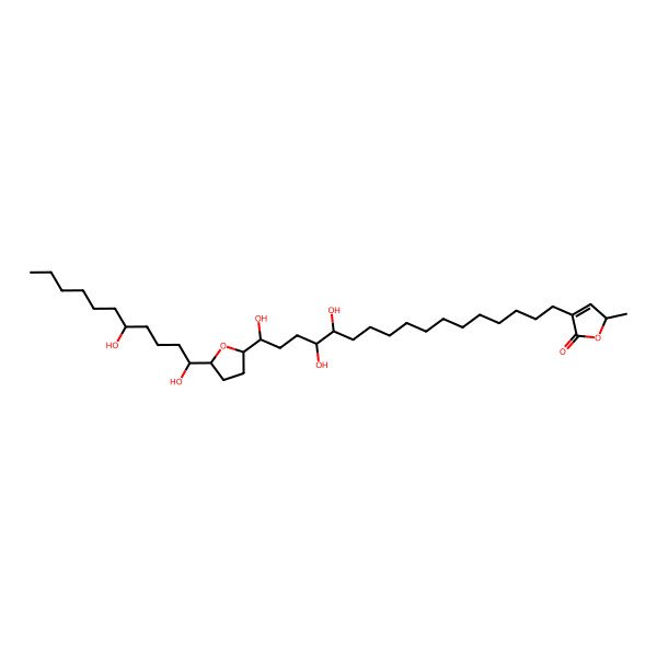 2D Structure of 4-[17-[5-(1,5-dihydroxyundecyl)oxolan-2-yl]-13,14,17-trihydroxyheptadecyl]-2-methyl-2H-furan-5-one