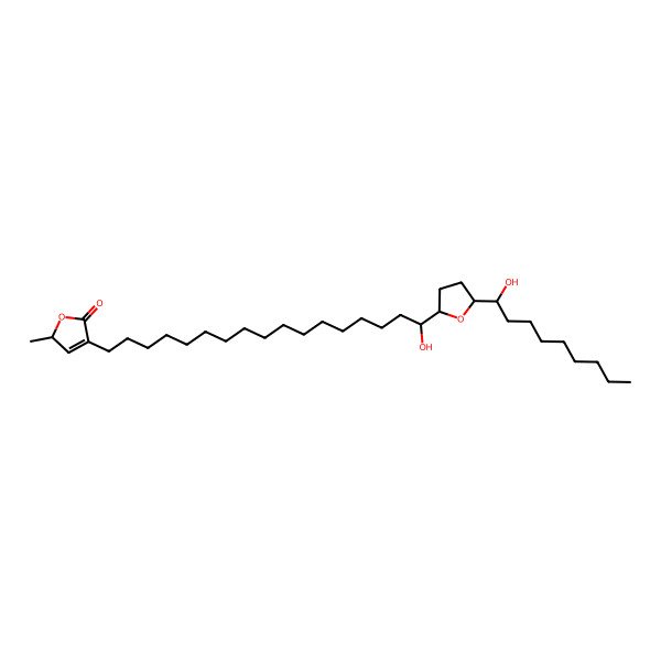 2D Structure of 4-[17-hydroxy-17-[5-(1-hydroxynonyl)oxolan-2-yl]heptadecyl]-2-methyl-2H-furan-5-one