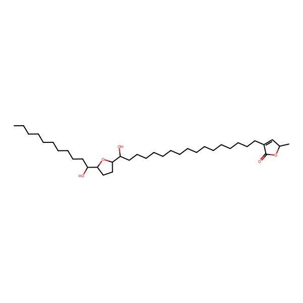 2D Structure of 4-[17-hydroxy-17-[5-(1-hydroxyundecyl)oxolan-2-yl]heptadecyl]-2-methyl-2H-furan-5-one