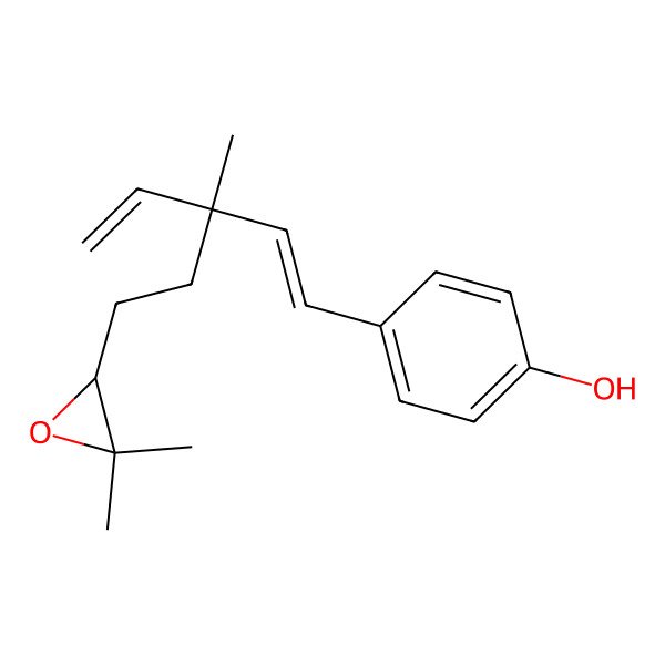 2D Structure of 4-[(1E,3S)-3-[2-[(2R)-3,3-dimethyloxiran-2-yl]ethyl]-3-methylpenta-1,4-dienyl]phenol