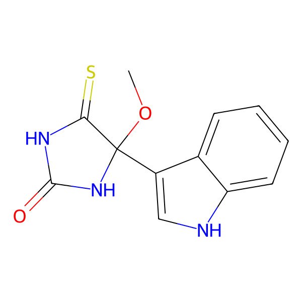 2D Structure of 4-(1H-indol-3-yl)-4-methoxy-5-sulfanylideneimidazolidin-2-one