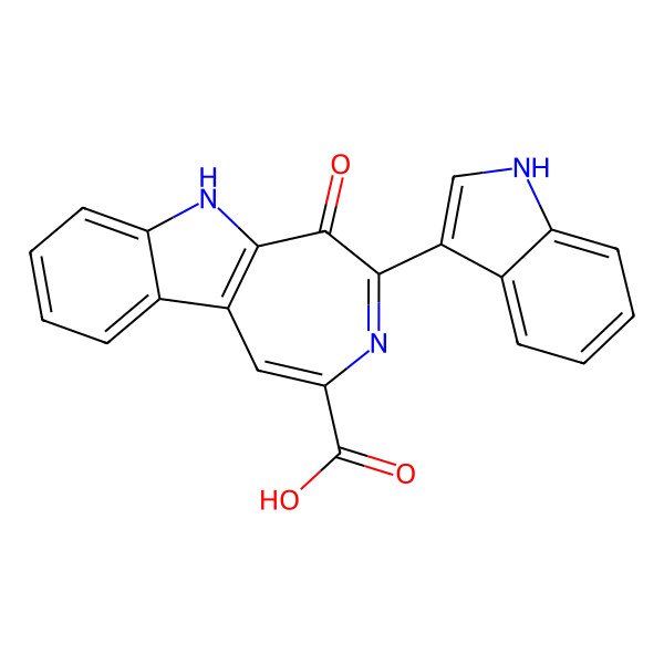 2D Structure of 4-(1H-indol-3-yl)-5-oxo-6H-azepino[4,5-b]indole-2-carboxylic acid
