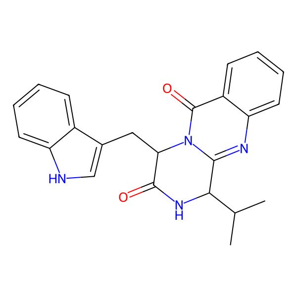 2D Structure of 4-(1H-indol-3-ylmethyl)-1-propan-2-yl-2,4-dihydro-1H-pyrazino[2,1-b]quinazoline-3,6-dione