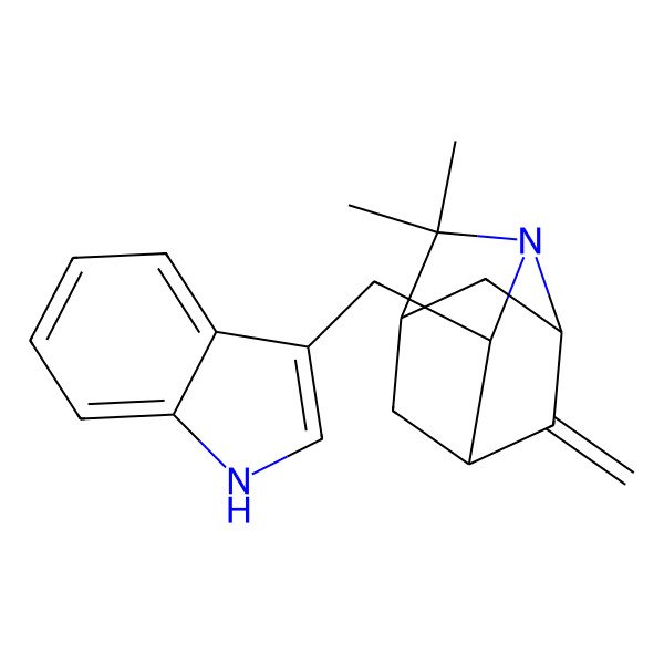 2D Structure of 4-(1H-indol-3-ylmethyl)-2,2-dimethyl-6-methylidene-3-azatricyclo[3.3.1.03,7]nonane