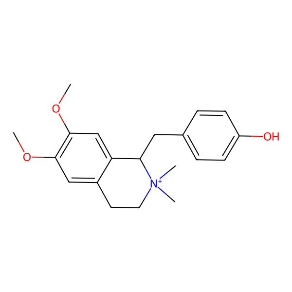 2D Structure of 4-[[(1R)-6,7-dimethoxy-2,2-dimethyl-3,4-dihydro-1H-isoquinolin-2-ium-1-yl]methyl]phenol