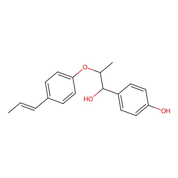 2D Structure of 4-[(1R,2R)-1-hydroxy-2-[4-[(E)-prop-1-enyl]phenoxy]propyl]phenol