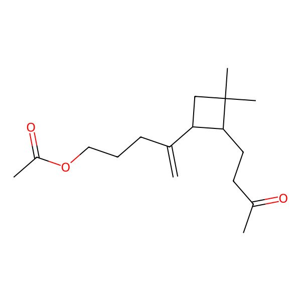 2D Structure of 4-[(1R,2R)-3,3-dimethyl-2-(3-oxobutyl)cyclobutyl]pent-4-enyl acetate
