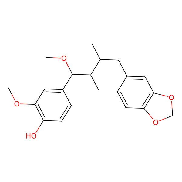 2D Structure of 4-[(1R,2R,3R)-4-(1,3-benzodioxol-5-yl)-1-methoxy-2,3-dimethylbutyl]-2-methoxyphenol