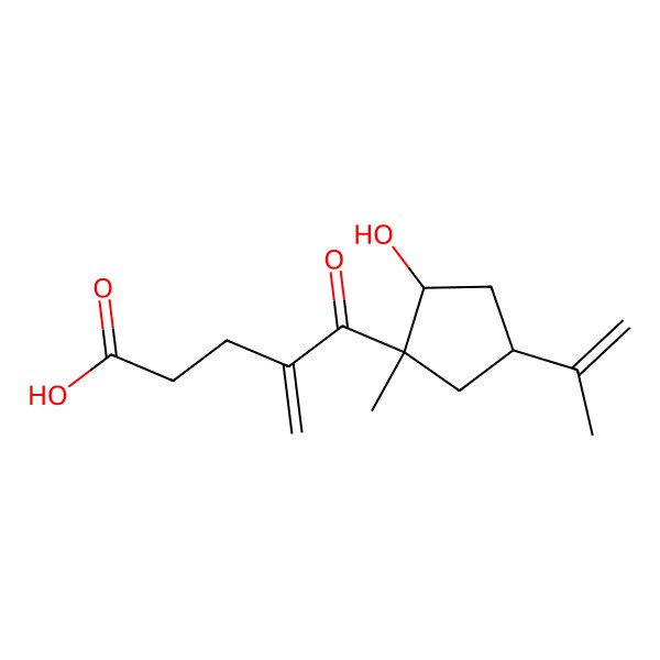 2D Structure of 4-[(1R,2R,4R)-2-hydroxy-1-methyl-4-prop-1-en-2-ylcyclopentanecarbonyl]pent-4-enoic acid