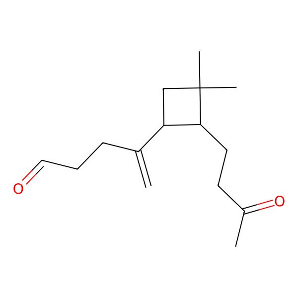 2D Structure of 4-[(1R,2S)-3,3-dimethyl-2-(3-oxobutyl)cyclobutyl]pent-4-enal